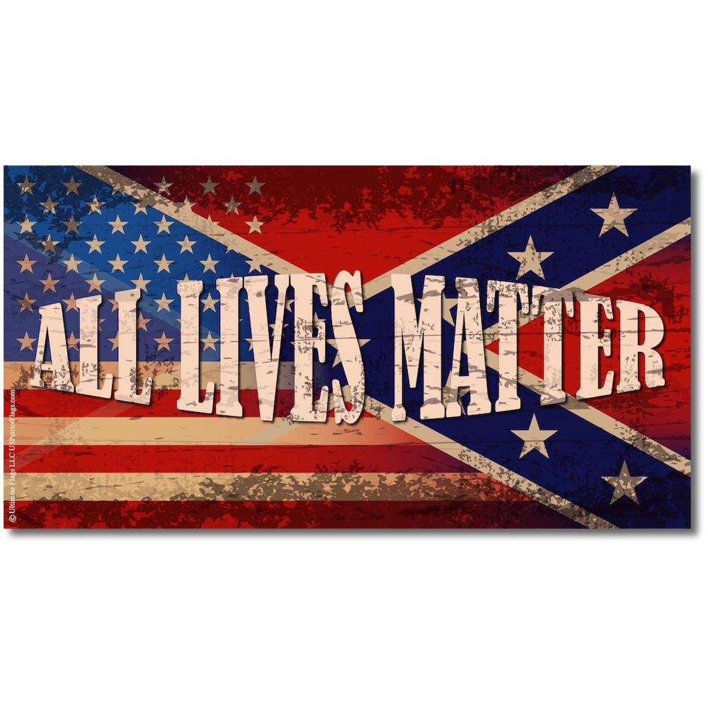 A mix of the US flag and the Confederate battle flag with All Lives Matter written across it.